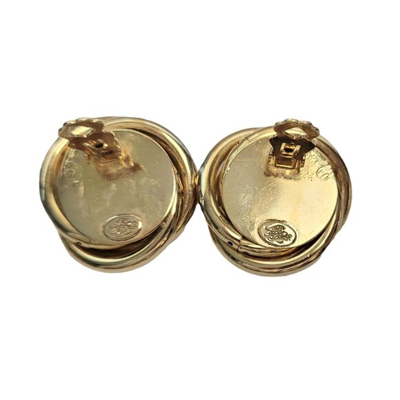 Kirk's Folly Gold Tone Black Lucite Rivoli Clip On Earrings, Signed - Picture 7 of 9